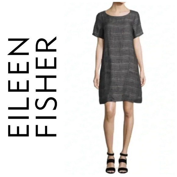 Eileen Fisher Dresses & Skirts - Eileen Fisher blue woven hemp + cotton shift dress with patch pockets